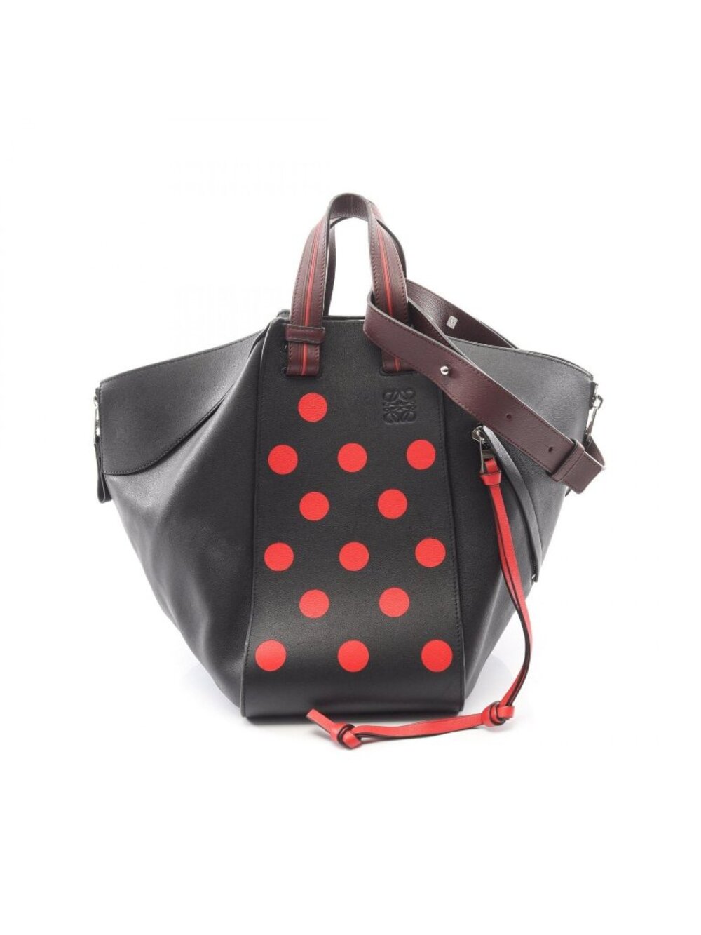 Loewe Handbag Hammock Black Red Dot Print Leather